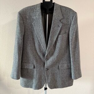 Vintage John Alexander Herringbone Sport Coat Grey Lambswool Jacket Men’s 44R